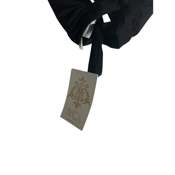 Becca Color Code Elaine Black Split Strap Tie Back Bikini Swimsuit Top Size M - Picture 9 of 9